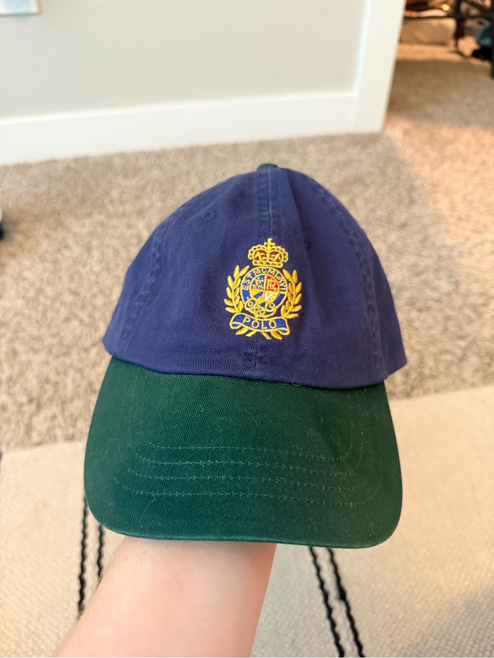 Polo by Ralph Lauren Two-Tone Crest Baseball Cap - Navy & Forest Green